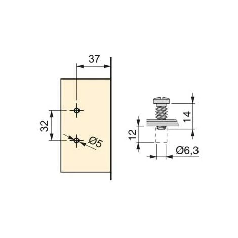 Emuca Kit Charnière Droite X91N Et Embase, Embase à Enfoncer, Nickelé, Acier, 20 Ut. - Talla 4 Emuca Kit Charnière Droite X91N Et Embase, Embase à Enfoncer, Nickelé, Acier, 20 Ut. - Talla – Image 2