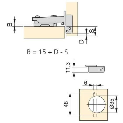 Emuca Kit Charnière Droite X91N Et Embase, Embase à Enfoncer, Nickelé, Acier, 20 Ut. - Talla 5 Emuca Kit Charnière Droite X91N Et Embase, Embase à Enfoncer, Nickelé, Acier, 20 Ut. - Talla – Image 3