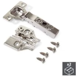 Emuca Charnière, D. 35 Mm, Droite Pour Montage En Applique, Fermeture Amortie, Ouverture 100º, Avec Embase, 2 Ut. - Talla