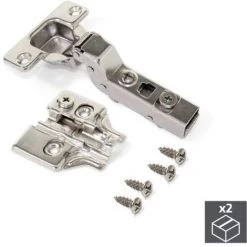 Emuca Charnière, D. 35 Mm, Coudée Pour Montage Rentrant, Ouverture 100º, Fermeture Amortie, Avec Embase, 2 Ut. - Talla