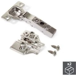 Emuca Charnière, D. 35 Mm, Droite Pour Montage En Applique, Fermeture Amortie, Ouverture 100º, Avec Embase Eurovis, 2 Ut. - Talla