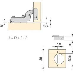 Emuca Charnière, D. 26 Mm, Coudée Pour Montage Rentrant, Ouverture 95º, Avec Embase Eurovis, 20 Ut. - Talla -EMUCA Soldes 23965053 2