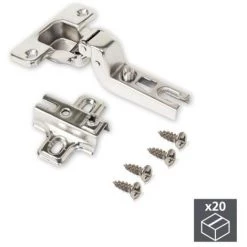 Emuca Charnière, D. 35 Mm, Coudée Pour Montage Rentrant, Ouverture 110º, Avec Embase, 20 Ut. - Talla