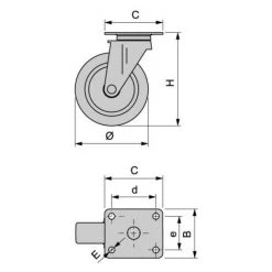EMUCA Roulette Slipnoir-gris Avec Platine - Talla 50mm / 65mm / 35Kg /sans Frein -EMUCA Soldes 23965270 2