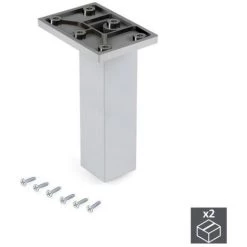 Emuca Pied Pour Meubles, Central, Réglable 140 - 150 Mm, Plastique, Chromé, 2 U. - Talla