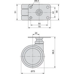EMUCA Roulette Silent Avec Platine - Talla Sans Frein/Plastique Gris -EMUCA Soldes 23965585 2