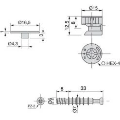 Emuca Excentrique + Goujon, D. 15 Mm, Panneau 16 Mm, Zamak Et Acier, Blanc, 20 Ut. - Talla -EMUCA Soldes 23965737 3