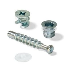 Emuca Excentrique + Goujon Et écrou M6, D. 15 Mm, Panneau 19 Mm, Zamak Et Acier, Blanc, 20 Ut. - Talla