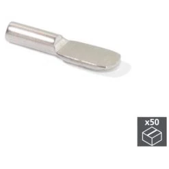 Emuca Support Pour étagères En Bois, Cuillère, D. 5 Mm, Acier, Nickelé, 50 Ut. - Talla