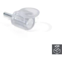 Emuca Support Pour étagères En Verre, D. 3 Mm, Acier Et Plastique, Transparent, 50 Ut. - Talla