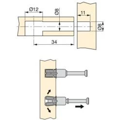 Emuca Excentrique + Goujon Expansible, D. 15 Mm, Panneau 13 Mm, Zamak Et Acier, Blanc, 20 Ut. - Talla -EMUCA Soldes 23965828 3