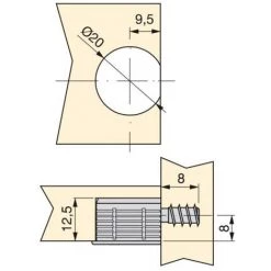 Emuca Boîtier D'assemblage D’étagères, D.20 Mm, 12.5 Mm + Goujons D.6 Mm, 8 Mm, Zamak Et Acier, Nickelé, 20 Ut. - Talla -EMUCA Soldes 23965832 3
