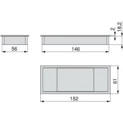 Emuca Passe-câbles Table, Rectangulaire, 152 X 61 Mm, Pour Encastrer, Plastique, Chromé - Talla -EMUCA Soldes 23965918 4