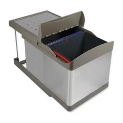 EMUCA Poubelle Extractible Automatique INOX 2x14L. - Talla