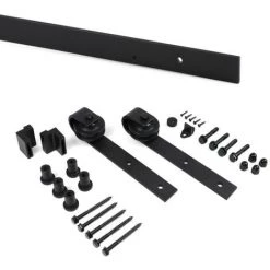 Emuca Système De Porte Coulissante En Bois Suspendue, 80 Kg, Acier, Noir.