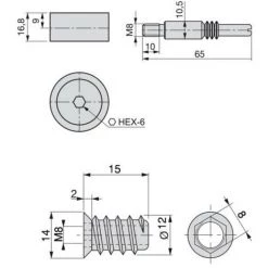 Emuca Boîtier D'assemblage De Meubles + Goujons Et écrous M8, D. 35 Mm, Panneau 20 Mm, Acier Et Zamak, 10 Ut. - Talla -EMUCA Soldes 29407220 3