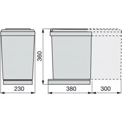 Emuca - Poubelle De Recyclage 16 L, Fixation Inférieure, Extraction Manuelle, Couvercle Automatique, Plastique, Gris -EMUCA Soldes 30440265 3