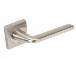 Emuca Poignées Sydney De Porte Intérieur, Avec Rosace 50x50 Mm, Aluminium Et Zamak, Nickel Satiné, 1 Set. - Nickel Satiné