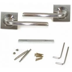 Emuca Poignées Sydney De Porte Intérieur, Avec Rosace 50x50 Mm, Aluminium Et Zamak, Nickel Satiné, 1 Set. - Nickel Satiné -EMUCA Soldes 31940643 3