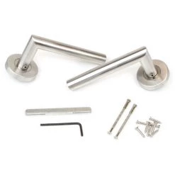 Emuca Poignées De Porte Intérieur, Avec Rosace D.53 Mm, Modèle L Droit, Acier Inoxydable, Nickel Satiné., 1 Ut. - Nickel Satiné -EMUCA Soldes 31941314 3