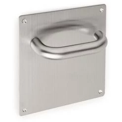 Emuca Poignées Fixes En U Avec Plaque 17x17cm Pour Portes En Bois, Acier Inoxydable Nickel Satiné, Lot De 2. - Nickel Satiné