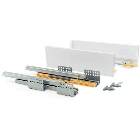 Emuca Kit De Tiroir Pour Cuisine Concept, 50 Kg, Hauteur 105 Mm, Prof. 500 Mm, Fermeture Amortie, Acier, Blanc 3 Emuca Kit De Tiroir Pour Cuisine Concept, 50 Kg, Hauteur 105 Mm, Prof. 500 Mm, Fermeture Amortie, Acier, Blanc