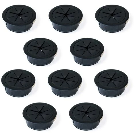 Emuca Passe-câbles Pour Table Roundot, Plastique, Noir, 10 Un. 3 Emuca Passe-câbles Pour Table Roundot, Plastique, Noir, 10 Un.