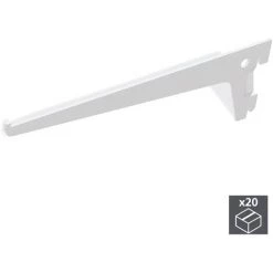 Emuca Support Pour étagère En Bois/verre, Profil Pas 50 Mm, 200 Mm, Acier, Blanc, 1 Lot De 20 Unités - Peint En Blanc