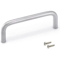 Emuca Poignée Pour Meuble, D. 8 Mm, Entraxe 96 Mm, Acier, Chromé Mat, 20 Ut. - Chromé Mat