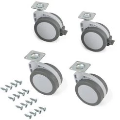 Emuca Kit Roulettes Mak Avec Plétine De Montage, Ø 80, Plastique Gris, Acier Et Plastique, 1 Kit - Plastique Gris