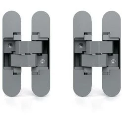 Emuca Charnière Invisible Pour Portes, Charge De 40 Kg, Ouverture De 180º, Zamak, Gris Métallisé, 2 Un. - Talla