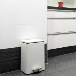 Emuca Conteneur Rectangulaire Extérieur Pour Le Recyclage Avec Ouverture à Pédale, Peint En Blanc, Aluminium -EMUCA Soldes 45943080 3