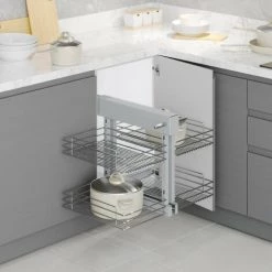 Emuca Meuble D'angle Articulé Suprastar Pour Les Meubles De Cuisine, Gauche, Chromé, Acier -EMUCA Soldes 46456625 5