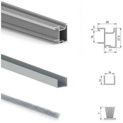 Emuca Système Coulissant Placard Pour Armoires, 2 Portes Avec Profils Sharp, épaisseur 16mm, Fermeture Amortie, Panneaux Non Incluses,Anodisé Mat, 1 Ut. - Talla -EMUCA Soldes 51638402 3