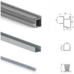 Emuca Système Coulissant Placard Pour Armoires, 2 Portes Avec Profils Deep, épaisseur 18 Mm, Fermeture Amortie, Panneaux Non Incluses,Anodisé Mat, 1 Ut. - Talla -EMUCA Soldes 51638403 3