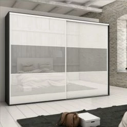 Emuca Système Coulissant Placard 74 Pour Armoires, 2 Portes Avec Profils Wave, épaisseur 16mm, Fermeture Amortie, Panneaux Non Incluses, Peint En Blanc, 1 Ut. - Talla -EMUCA Soldes 51638407 4