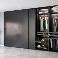 Emuca Système Flow En Format Kit Pour Une Armoire Avec 2 Portes Coulissantes Soutenues En Bois à Fermeture Amortie, Anodisé Mat, 1 Ut. - Talla -EMUCA Soldes 51638423 3