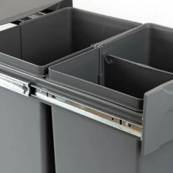 Emuca Poubelles De Recyclage Recycle Pour La Cuisine, 2 X20 L, Fixation Inférieure Et Extraction Manuel., Gris Antracite, Plastique, 2 X 20 Litres -EMUCA Soldes 52774226 3