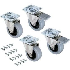 Emuca Kit Roulettes Slip Avec Plétine De Montage, Ø 50, Plastique Gris, Acier Et Plastique, 1 Kit
