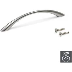 Emuca Poignée Pour Meuble, Entraxe 128 Mm, Zamak, Nickel Satiné, 20 Ut.