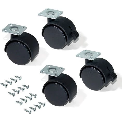 Emuca Kit De 4 Roulettes Pour Caisson à Tiroirs Emuca De D. 40 Mm Avec Plétine De Montage Et Roulements à Billes 3 Emuca Kit De 4 Roulettes Pour Caisson à Tiroirs Emuca De D. 40 Mm Avec Plétine De Montage Et Roulements à Billes