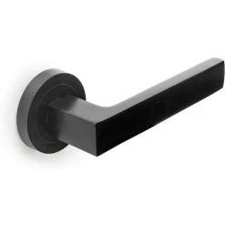 Emuca - Poignée De Porte Intérieur, Ensemble De Poignées De Porte Avec Rosace D.50 Mm, Aluminium, Noir.