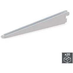 Emuca Support Pour étagère En Bois/verre, Profil Pas 32 Mm, 320 Mm, Acier, Blanc, 1 Lot De 20 Unités