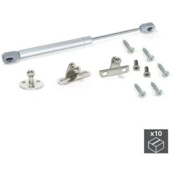 Emuca - 10 Pistons Pour Portes Relevables, Force 11 Kg, Parcours 80 Mm, Avec Fixation, Gris Métallisé