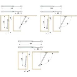 Emuca - 10 Pistons Pour Portes Relevables, Force 11 Kg, Parcours 80 Mm, Avec Fixation, Gris Métallisé -EMUCA Soldes 55804982 4