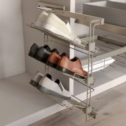 Emuca Porte-chaussures Latéral Coulissant Pour Placards Et Dressing Hack, Droite, Peint Couleur Pierre, Acier, 1 Ut. - Talla -EMUCA Soldes 58212453 4