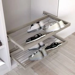 Emuca Kit Tiroir à Chaussure Avec Glissières à Fermeture Douce Pour Armoire, Réglable, Module 600mm, Gris Pierre - Talla -EMUCA Soldes 63599224 4