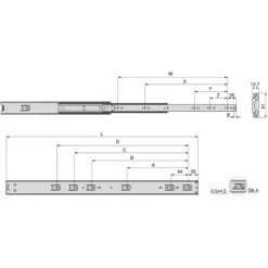 Emuca - 2 Paires De Coulisses à Billes L600mm Charge Maxi 68kg Acier Zingué - 3056805 -EMUCA Soldes 66401807 5