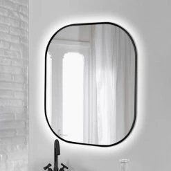 Emuca Miroir Cepheus Avec éclairage Décoratif à LED Et Cadre Noir, Arrondi Rectangulaire 600 X 800 Mm, AC 230V 50Hz, 12 W, Aluminium Et Verre, 1 U - Talla -EMUCA Soldes 67720670 4