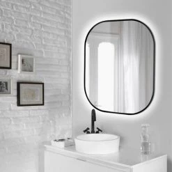 Emuca Miroir Cepheus Avec éclairage Décoratif à LED Et Cadre Noir, Arrondi Rectangulaire 600 X 800 Mm, AC 230V 50Hz, 12 W, Aluminium Et Verre, 1 U - Talla -EMUCA Soldes 67720670 5